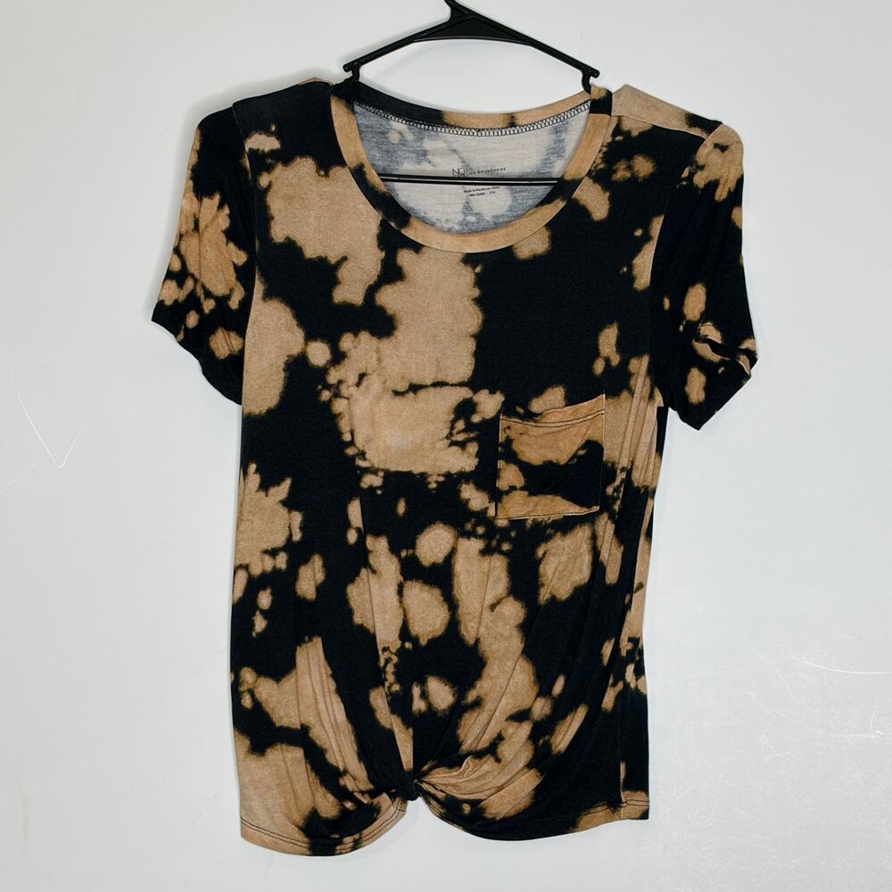 No Boundaries Black & Cream Tie Dye Short Sleeve Shirt Top S